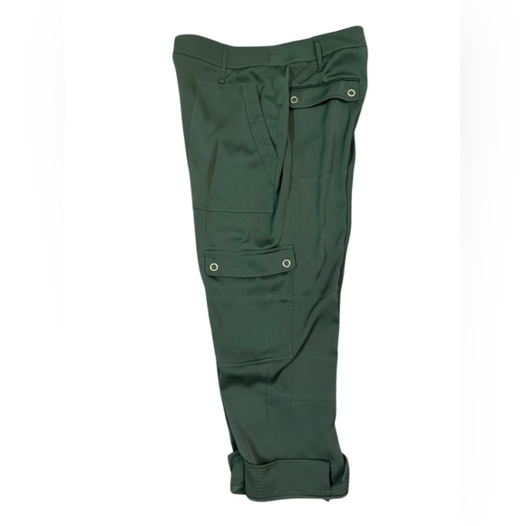 ME + EM Satin Cargo Cropped Utility Trouser Size 14 in Green - Picture 8 of 12